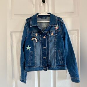 Girls denim jacket with 🦄 ⭐️ 🌈 patches